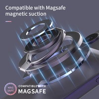 Support magnétique en métal de qualité supérieure avec anneau et béquille triple pliable à 360° °   Support de téléphone portable rotatif en gros
