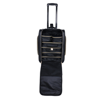 Sac de voyage cosmétique professionnel grande capacité en cuir PU avec fermeture éclair, compatible TSA, et roulettes pour maquillage