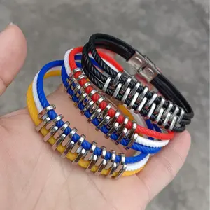 2401 pasokan baru Hiha 18 cincin mode OL multi-lapis gelang baja nirkarat Pasangan PU dalam stok