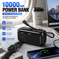 Banco de Energía Portátil Estilo Cápsula de 10000mAh para Reloj y Teléfono Inteligente, Carga Rápida PD de 22.5W, Carga Inalámbrica, Logotipo Tipo-C Personalizable