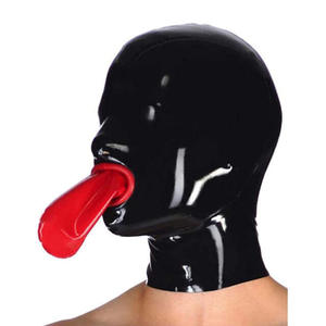 ยาง zentai พร้อมที่ครอบหัวแบบมีลิ้นสีแดงหน้ากากสวมศีรษะอุปกรณ์เร้าอารมณ์สุดเซ็กซี่ - Product Image 4