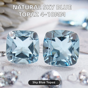 Bijoux Ballan, topaze bleu ciel de haute qualité, forme coussin, taille facetée, pierre précieuse en vrac, 4,0 mm à 10,0 mm, 0,4 à 6,0 ct, certifiée par un tiers - Product Image 2