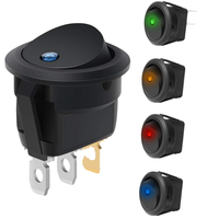 Interrupteur à bascule KCD1 rond à LED bleue 12V 16A marche/arrêt SPST IP11 avec 3 broches étanche pour la modification automobile, max 250Vac -25~85