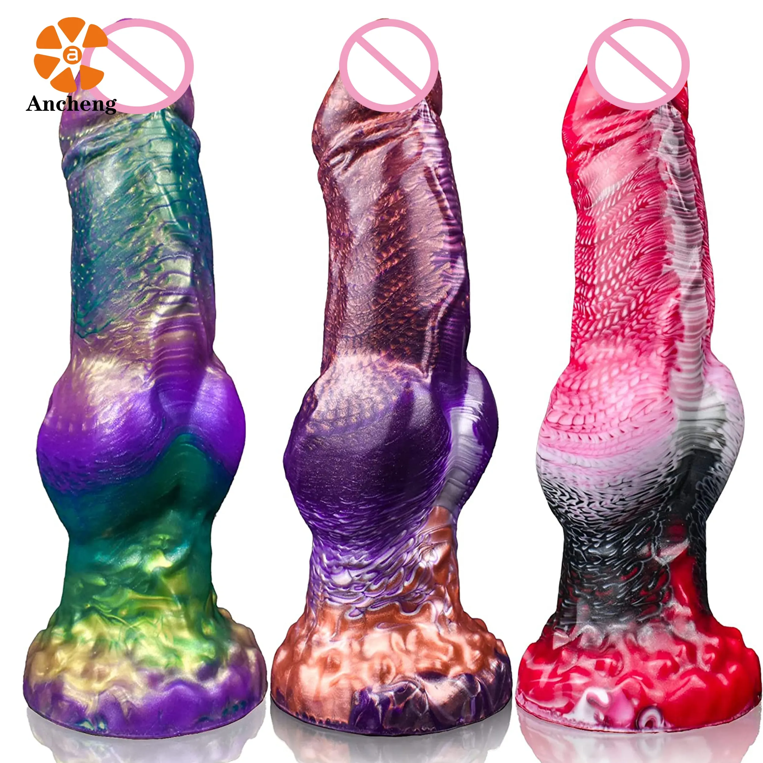 Hot New 9" Realistic Silicone Wolf Dildo with Big Knot Giant Anal Plug Toy Fantasy G Spot Dragon Dildo Sex Toy for Vagina