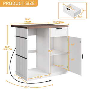 Mueble Bar para Café con Espacio para Mini Nevera, Tomacorriente Móvil y Tapa Abatible, para Licores - Product Image 5