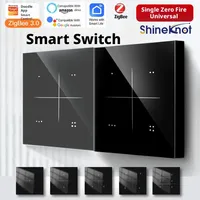 Shineknot pour interrupteur intelligent Zigbee 3.0, 1/2/3/4 voies, panneau tactile en verre, interrupteur mural, compatible Alexa et Google Home, maison intelligente