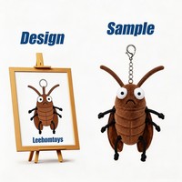 Porte-clés en peluche insecte vert amusant avec de grands yeux et des antennes, en coton PP super doux, personnalisable avec logo OEM, cadeau de Noël unisexe