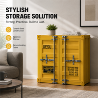 Armoire de rangement double porte style conteneur, aspect métal jaune, gain de place, directement de l'usine, pour usage en magasin, café, hôtel, hall d'entrée