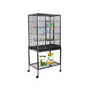 Buiten Ijzeren Vogelhuis En Grote Ijzeren Papegaai Vogelkooi Zwart Metalen Draad Grote Draagbare Grote Gemakkelijk Bewegende Vogelkooi Met Wielen - Product Image 5