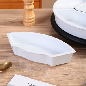 Vente en gros de plats de dessert au <span class=keywords><strong>restaurant</strong></span> Assiette en céramique blanche à 5 compartiments Snack aux fruits Plateau alimentaire divisé - Product Image 3