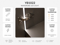 Profil de bande LED pour éclairage de meubles de luxe, solution d'éclairage intérieur pour armoire de rangement d'hôtel YB1022-43