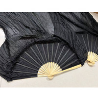 Éventail en Soie 100% Naturelle Couleurs Arc-en-ciel, Accessoire de Danse Orientale, Éventail Long en Soie pour Spectacle Scénique 1.2m/1.5m/1.8m