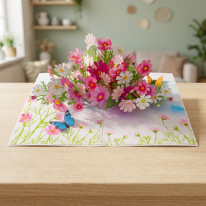 3D Pop-Up-Blumen-Grußkarte, handgefertigtes Papierhandwerk, Geschenk zum Geburtstag, Muttertag - Product Image 1