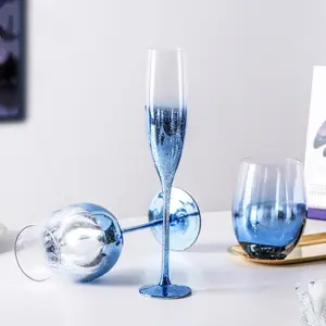 Premium Reusable Glass Laser Engraving Chic Flute Glitter Champagne Glasses