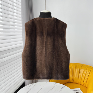 Chaleco de piel de visón de lujo al por mayor, Chaleco corto de invierno para mujer, chaleco informal de estilo barato al por mayor - Product Image 4