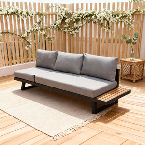 Ensemble de canapé d'extérieur 3 places avec étagère latérale, structure en métal thermolaqué, couleur personnalisée, mobilier de salon décontracté résistant aux intempéries - Product Image 1