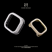 Boîtier de montre S11 42 mm en moissanite VVS, base en laiton plaqué or 18 carats, bijoux entièrement pavés, Apple Watch pour hommes, luxe