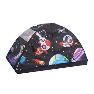 Tente de jeu pour enfants, maisonnette intérieure, tente de lit pour garçons et tout-petits, thème vaisseau spatial, fusée spatiale, bleue - Product Image 2