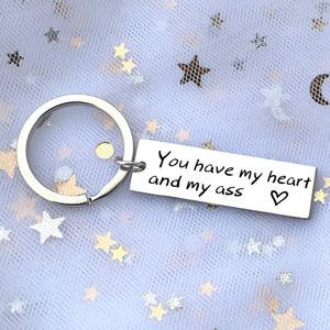 Llavero de aniversario Regalo de pareja <span class=keywords><strong>para</strong></span> Esposo <span class=keywords><strong>Novio</strong></span> Él Novia Esposa Llaveros divertidos Tienes corazón y <span class=keywords><strong>mi</strong></span> culo Llavero - Product Image 2