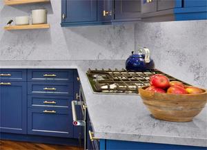 Encimera de cuarzo gris moderna superior de tocador personalizada contemporánea encimera de cocina encimeras e islas losas de piedra artificial - Product Image 4