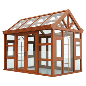 Véranda en aluminium et bois à double vitrage Low-E, toit transparent pour villa, design contemporain - Product Image 4