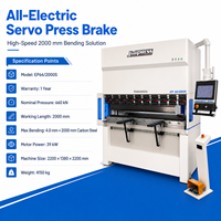 Prensa Plegadora Servoeléctrica CNC de 66 Toneladas y 2000 mm para Plegado de Chapa Metálica, Ideal para Puertas de Gabinetes y Piezas de Acero Inoxidable