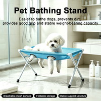 Hamac de bain pour chien en maille polyester avec cadre en fer robuste, table de toilettage pliable pour petits chiens et chats