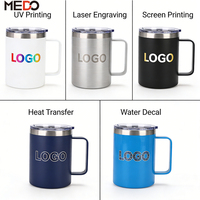 Thermos isotherme en acier inoxydable à double paroi personnalisé de 12 oz, 14 oz, 16 oz, 20 oz, gobelet de voyage sous vide, tasse à café isolée avec poignée et couvercle