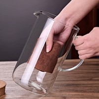 Moderne hittebestendige borosilicaat glazen koffiekan met deksel en handvat, 1700ml, voor ijskoffie & thee