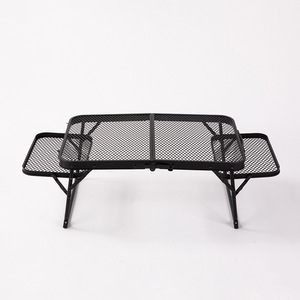 Table de camping pliante en maille avec étagères latérales, support pour barbecue extérieur, utilisation avec un réchaud à charbon de bois - Product Image 1