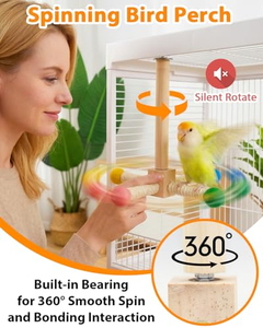 Nouvelle Perchoir-échelle pour oiseaux en bois, jouet interactif rotatif suspendu pour perroquets et perruches - Product Image 5