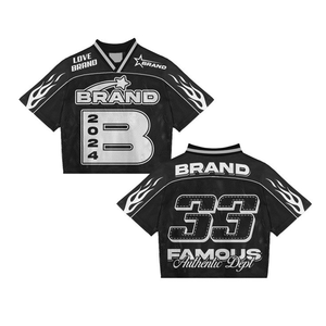 Tontons Custom Oversized <b>Cropped</b> Boxy <b>Men</b> V Neck Streetwear Hip Hop Soccer T-shirt With Logo - Product Image 5