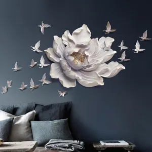 Relife Originele Diy 3d Hars Bloemen Vlinders Art Resin 3D Muur Decor Voor Woonkamer