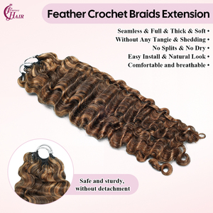 ผมถักโครเชต์ FH Miracle Knots Feather แบบเส้นผมมนุษย์สี P4/30 แบบหยิกพม่า  แบบ Pre-Looped  ผมถักโครเชต์แบบ Virgin แท้ - Product Image 2