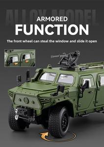 Véhicule blindé 1/24Mengshi, suspension à ceinture lumineuse sonore, modèle de voiture en alliage, collection de jouets pour enfants, cadeau de voiture jouet - Product Image 6