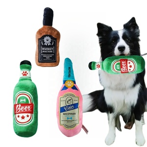 Toptan köpek oyuncaklar lüks bira şampanya viski şişe şekli köpek gıcırtılı oyuncaklar dolması peluş oyuncak köpek evcil hayvanlar için - Product Image 1