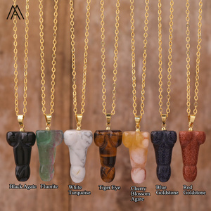 Collar de pene de cristal dorado, joyería colgante de moda para fiesta, boda, piedras preciosas curativas, Reiki, Chakra, energía, Phallus, gargantillas - Product Image 3