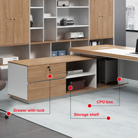 Bureau de direction moderne de luxe en forme de L avec armoire latérale pour suite de direction