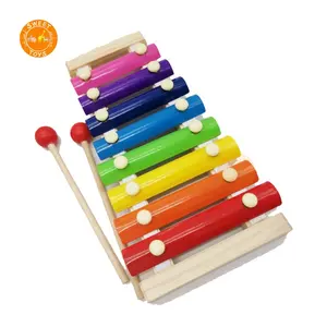 Design moins cher instrument de musique 8 Notes Xylophone en bois pour enfants jouets éducatifs avec 2 maillets en bois