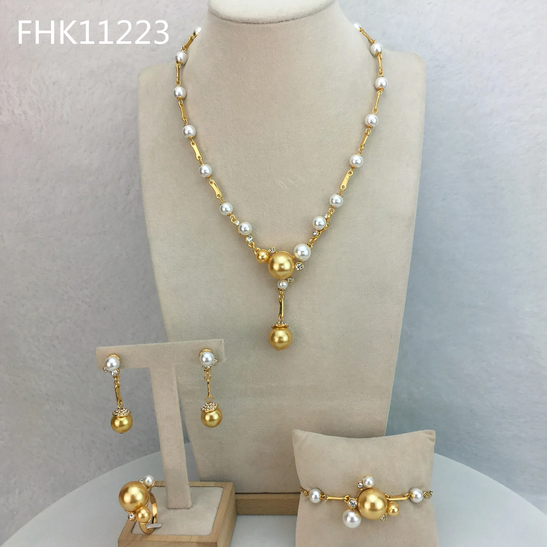 Yuminglai-Conjunto de joyería para mujer, placa de oro de 18 K, conjuntos de joyería de Dubái, FHK11223