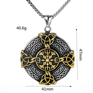 yunnique Vintage Stainless Steel Men's Pendant Necklace With Viking <b>Cross</b> Celtic Knot Design Gift Jewelry For Clothing Matching - Product Image 5