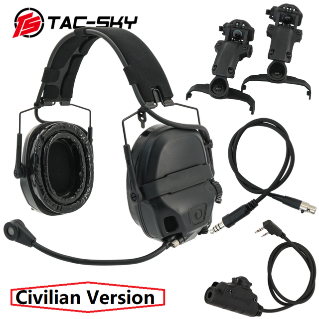 TS TAC-SKY Noise-Canceling Pickup Hunting Tactical Headset Digital Dual DPS Wired Shooting Headset New Tactical Upgrade Gear