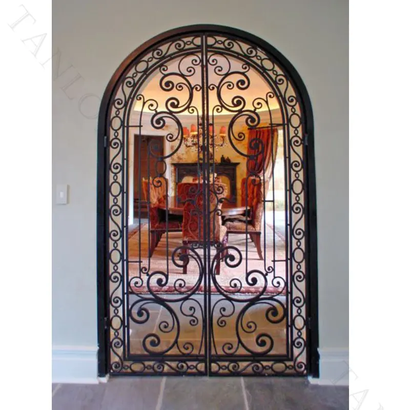 Pintu besi tempa Modern desain pintu besi tempa pintu gerbang logam masuk depan villa