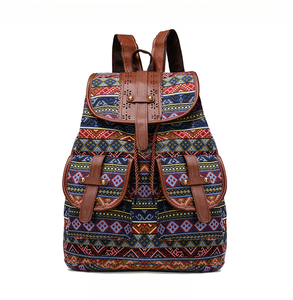 <span class=keywords><strong>Zaino</strong></span> transfrontaliero di tendenza retrò da <span class=keywords><strong>donna</strong></span> modello geometrico Casual alla moda con chiusura a cerniera e fodera in poliestere con coulisse - Product Image 4