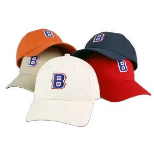 قبعة بيسبول ذات جودة عالية مصنوعة من القطن الخالص ذات 6 أجزاء ذات حافة منحنية وبشعار مخصص للبيع بالجملة من مصنع قبعات Dad