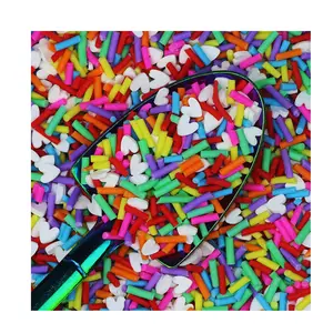 100G White Love Heart Red Orange Yellow Purple Long Sprinkles Mix Polymer Clay Sprinkles Slices For Slime DIY Crafts Nail Art