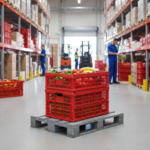 Etap Large 60 Lt Foldable Perforated Plastic <b>Crate</b> Stackable Design for Retail Logistics Turkey - Product Image 3