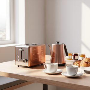 Ensemble de petit-déjeuner OUSHENG, <span class=keywords><strong>grille</strong></span>-<span class=keywords><strong>pain</strong></span> électrique en acier inoxydable à 2 tranches, minuterie mécanique, triple fonction, classe énergétique efficace, classe Goose - Product Image 1