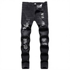 Vaqueros de mezclilla acampanados personalizados para hombre, 100% algodón, estilo vintage, lavados, desgastados, con flecos en el bajo, corte bootcut, ajuste holgado, cintura alta, rasgados, para uso diario. - Product Image 4