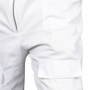 Combinaison de travail unisexe en coton blanc de qualité supérieure avec fermeture éclair intégrale sur le devant, plusieurs poches, design de protection - Product Image 6